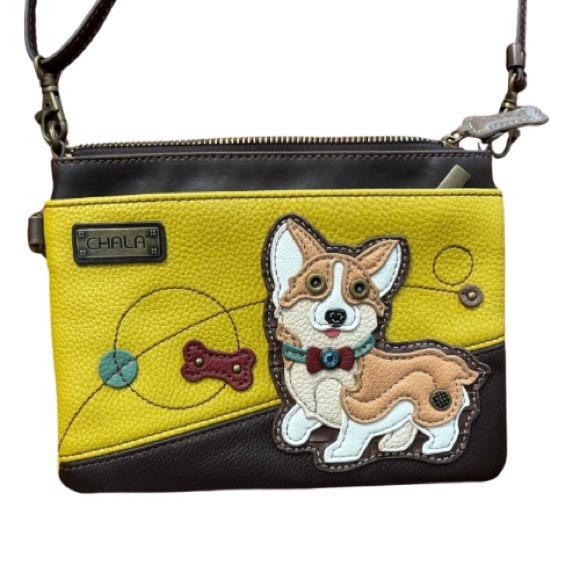 Chala Handbags - Chala Corgi Crossbody Bag in Yellow and Brown